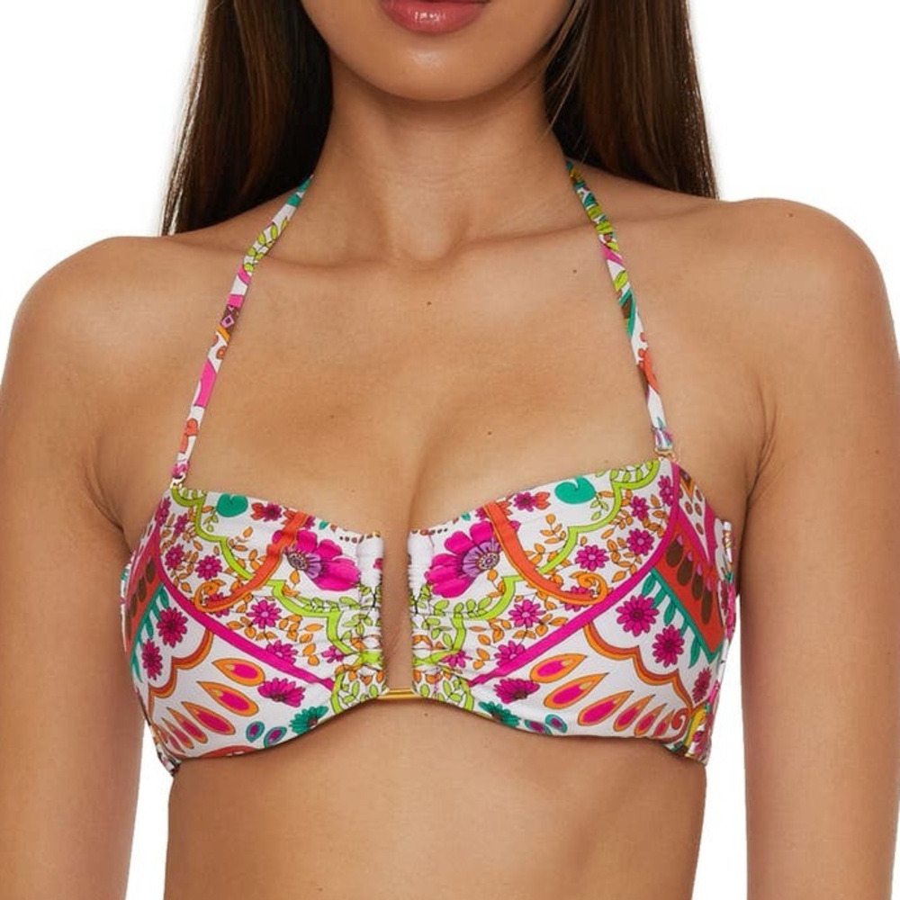 NWT Trina Turk Bikini Swim Top Hawaiian Halter or Bandeau Size 8